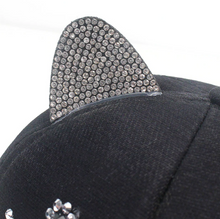 Load image into Gallery viewer, Playful Meow - Bling Bling Cat Ear Rhinestone Snapback Cap [For Children]- Review
