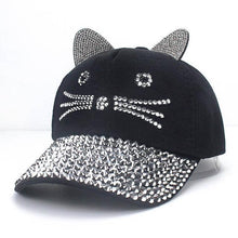Load image into Gallery viewer, Playful Meow - Bling Bling Cat Ear Rhinestone Snapback Cap [For Children]- Review

