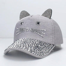 Load image into Gallery viewer, Playful Meow - Bling Bling Cat Ear Rhinestone Snapback Cap [For Children]- Review

