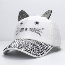 Load image into Gallery viewer, Playful Meow - Bling Bling Cat Ear Rhinestone Snapback Cap [For Children]- Review
