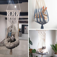 Load image into Gallery viewer, Playful Meow - Boho-Chic Macrame Hammock for Cats- Review

