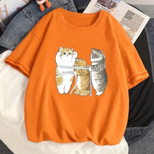 Load image into Gallery viewer, Playful Meow - Cat Anime Oversize T-Shirt [Plus Size Availalbe] - Apparel for Humans - Orange-S-
