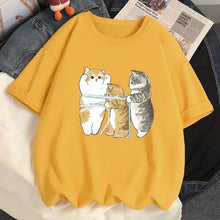 Load image into Gallery viewer, Playful Meow - Cat Anime Oversize T-Shirt [Plus Size Availalbe] - Apparel for Humans - Yellow-S-
