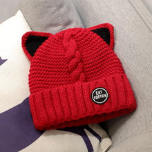 Load image into Gallery viewer, Playful Meow - Cat Ear Knitted Beanie- Review
