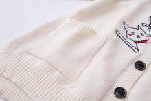 Load image into Gallery viewer, Playful Meow - Cat Embroidery Knitted Cardigan &amp; Denim Jeans- Review
