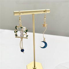 Cat Enjoys Moonlight Earrings