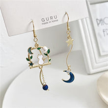 Load image into Gallery viewer, Cat Enjoys Moonlight Earrings
