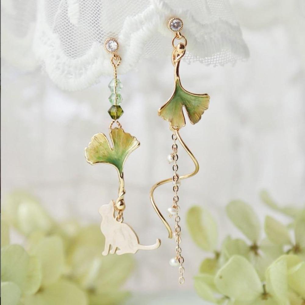 Cat In The Garden Dangling Earrings