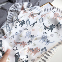 Load image into Gallery viewer, Playful Meow - Cat Loves Fish Square Silky Scarf- Review
