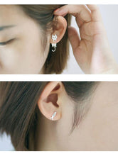 Load image into Gallery viewer, Playful Meow - Cat Loves Fish Stud Earring (925 Silver)- Review
