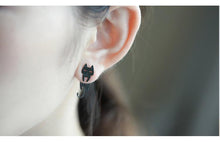 Load image into Gallery viewer, Playful Meow - Cat Loves Fish Stud Earring (925 Silver)- Review
