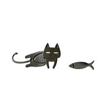 Load image into Gallery viewer, Playful Meow - Cat Loves Fish Stud Earring (925 Silver)- Review
