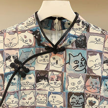 Load image into Gallery viewer, Playful Meow - Cat Print Bodycon Cheongsam (Plus Size Available)- Review
