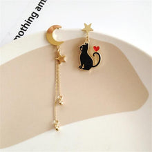 Load image into Gallery viewer, Playful Meow - Cat in Starry Moon Earrings- Review

