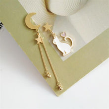 Load image into Gallery viewer, Playful Meow - Cat in Starry Moon Earrings- Review
