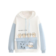 Load image into Gallery viewer, Cats Caught A Fish Kawaii Hoodie
