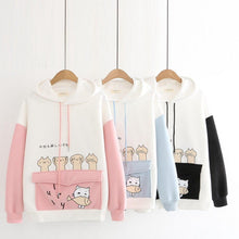 Load image into Gallery viewer, Cats Caught A Fish Kawaii Hoodie
