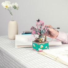 Load image into Gallery viewer, Playful Meow - Cherry Blossom Cat Wooden Puzzle Music Box Kit (148pcs)- Review
