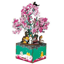 Load image into Gallery viewer, Playful Meow - Cherry Blossom Cat Wooden Puzzle Music Box Kit (148pcs)- Review
