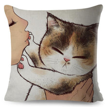 Load image into Gallery viewer, Cuddle Time With Cat Pillow Case
