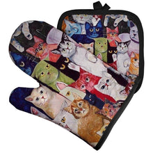 Load image into Gallery viewer, Curious Cats Oven Mitts and Pot Holders
