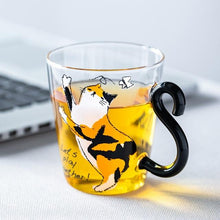 Load image into Gallery viewer, Playful Meow - Curly Tail Glass Coffee Mug- Review
