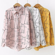 Load image into Gallery viewer, Playful Meow - Cute Cat Loose Ladies Blouse- Review
