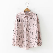 Load image into Gallery viewer, Playful Meow - Cute Cat Loose Ladies Blouse- Review
