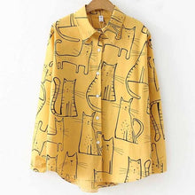 Load image into Gallery viewer, Playful Meow - Cute Cat Loose Ladies Blouse- Review
