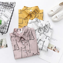 Load image into Gallery viewer, Playful Meow - Cute Cat Loose Ladies Blouse- Review
