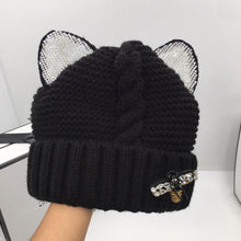 Load image into Gallery viewer, Dazzling Cat Ears Knitted Beanie
