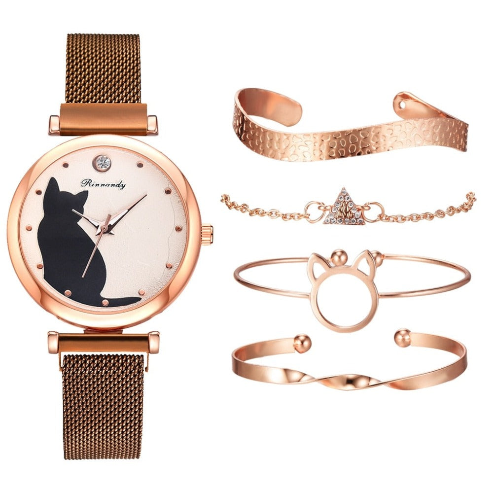Elegant Kitty Analogue Watch Set