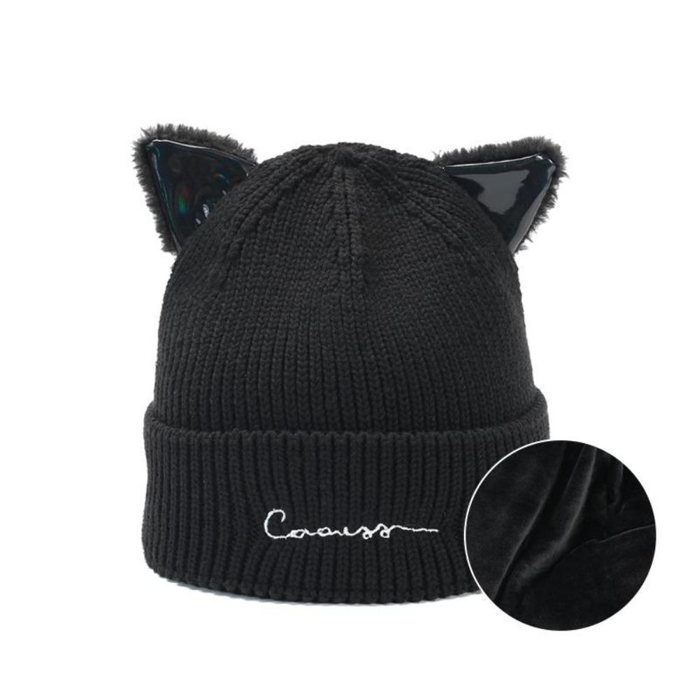 Elegant Velvet Cat Ears Beanie [Set]
