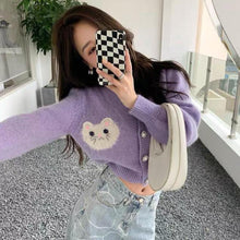 Load image into Gallery viewer, Embroidered Kitty Cardigan
