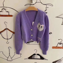 Load image into Gallery viewer, Embroidered Kitty Cardigan
