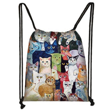 Load image into Gallery viewer, CLEARANCE - Artful Cat Drawstring Bag
