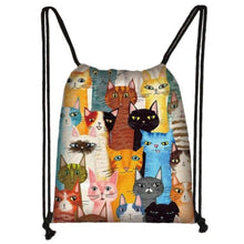Load image into Gallery viewer, CLEARANCE - Artful Cat Drawstring Bag

