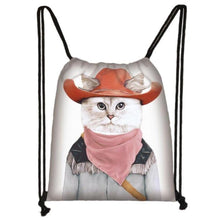 Load image into Gallery viewer, CLEARANCE - Artful Cat Drawstring Bag
