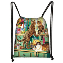 Load image into Gallery viewer, CLEARANCE - Artful Cat Drawstring Bag
