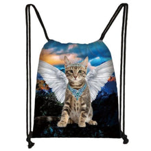 Load image into Gallery viewer, CLEARANCE - Artful Cat Drawstring Bag
