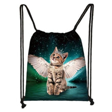Load image into Gallery viewer, CLEARANCE - Artful Cat Drawstring Bag
