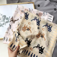 Load image into Gallery viewer, Playful Meow - FREE - Cat Loves Fish Square Silky Scarf- Review
