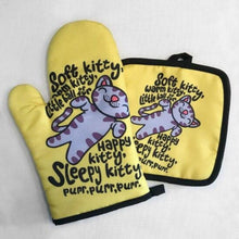 Load image into Gallery viewer, CLEARANCE - Curious Cats Oven Mitts and Pot Holders
