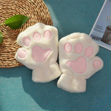 Load image into Gallery viewer, Fluffy Cat Paw Hand And Ear Warmer
