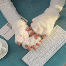Load image into Gallery viewer, Fluffy Cat Paw Hand And Ear Warmer
