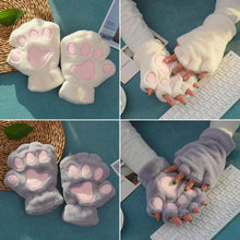Load image into Gallery viewer, Fluffy Cat Paw Hand And Ear Warmer
