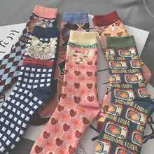 Load image into Gallery viewer, Playful Meow - French Cats Printed Socks (3pairs)- Review
