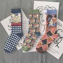 Load image into Gallery viewer, Playful Meow - French Cats Printed Socks (3pairs)- Review
