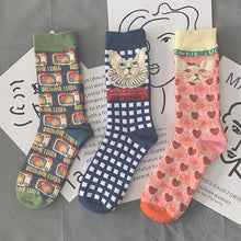 Load image into Gallery viewer, Playful Meow - French Cats Printed Socks (3pairs)- Review
