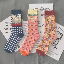 Load image into Gallery viewer, Playful Meow - French Cats Printed Socks (3pairs)- Review
